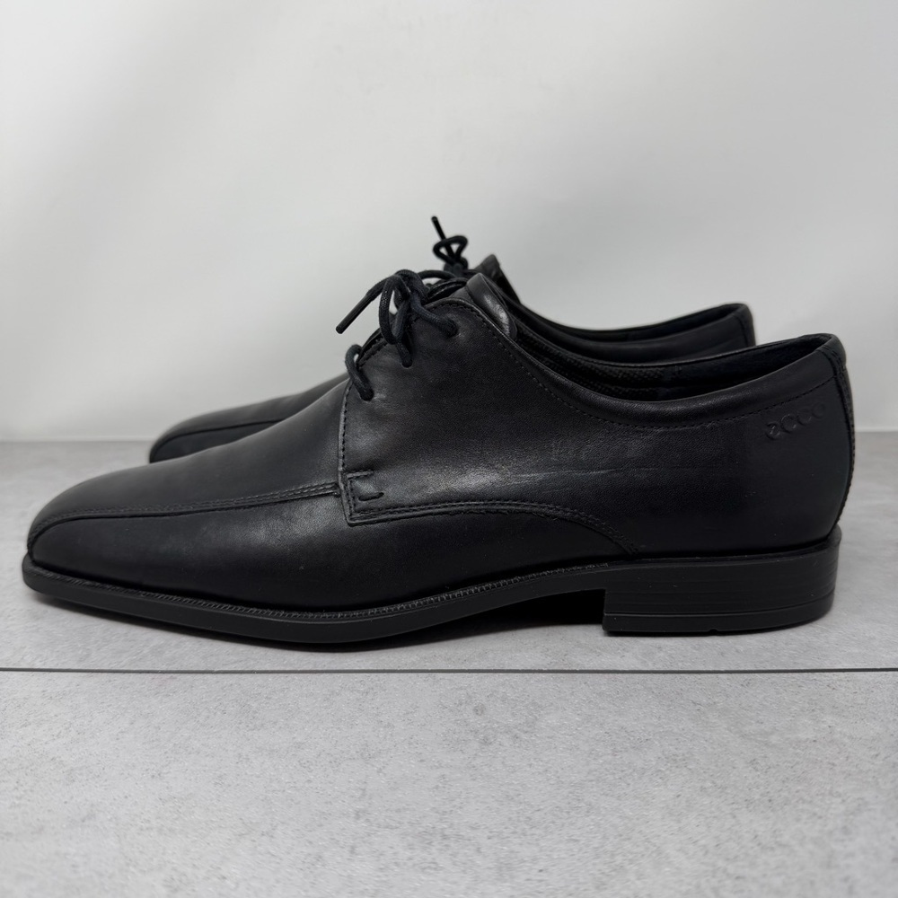Ecco Men's Classic Black Bike Toe Oxfords Lace Up Leather Size 44